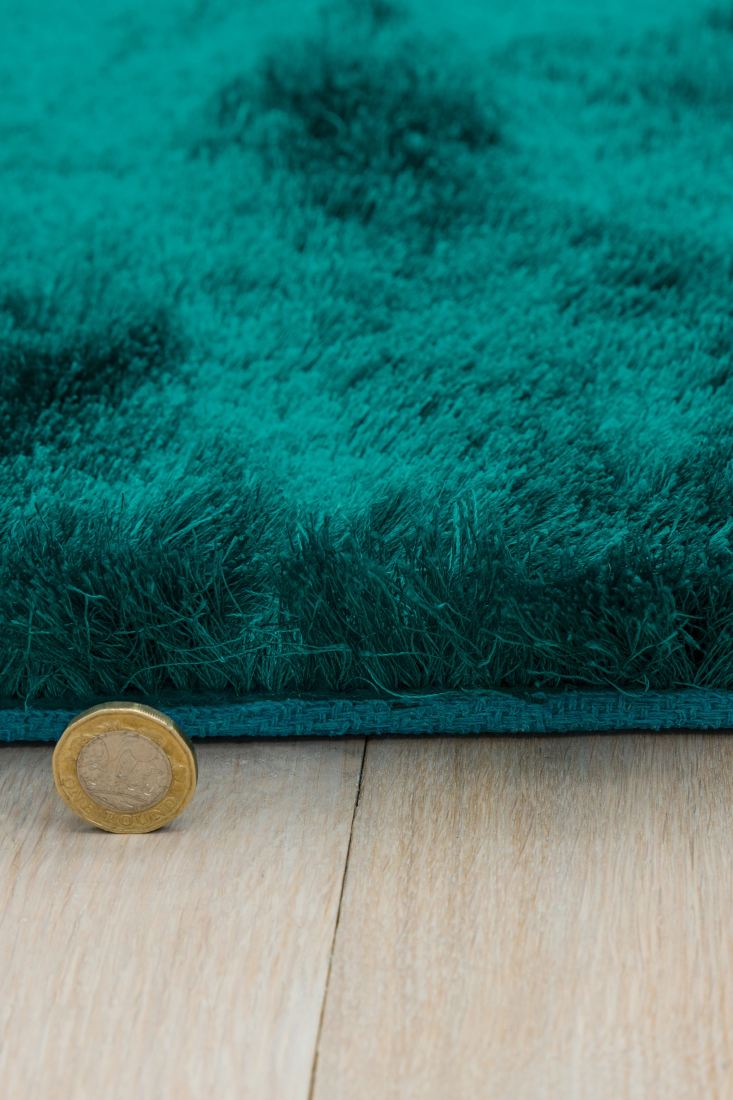 Whisper Shiny Silky Shaggy Rug - Dark Teal