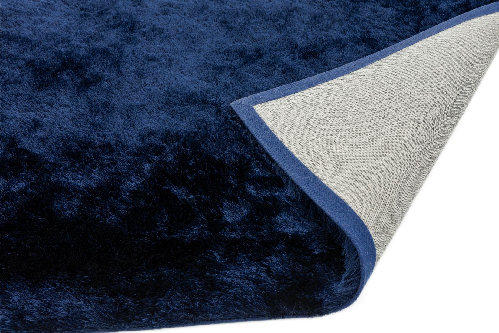 Whisper Shiny Silky Shaggy Rug - Navy Blue