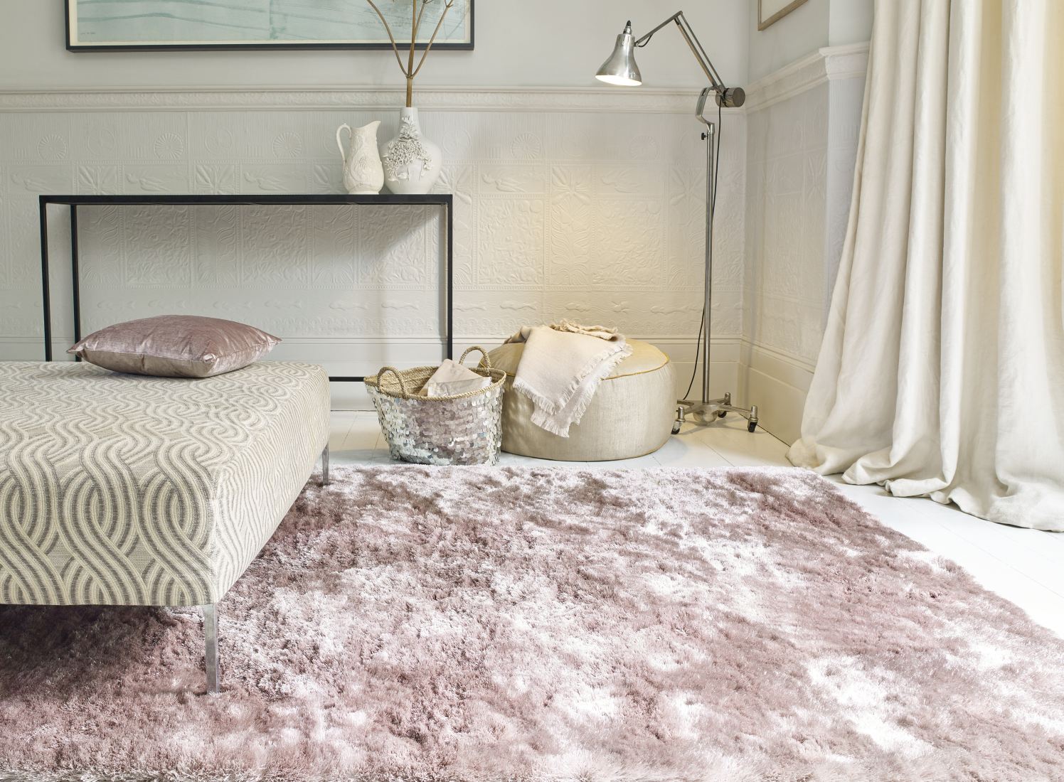 Whisper Shiny Silky Shaggy Rug - Pink