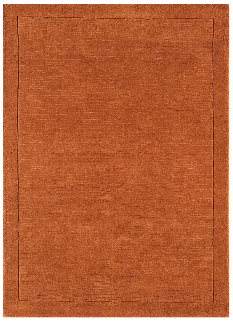 York Luxurious Plain Wool Rug - Terracotta