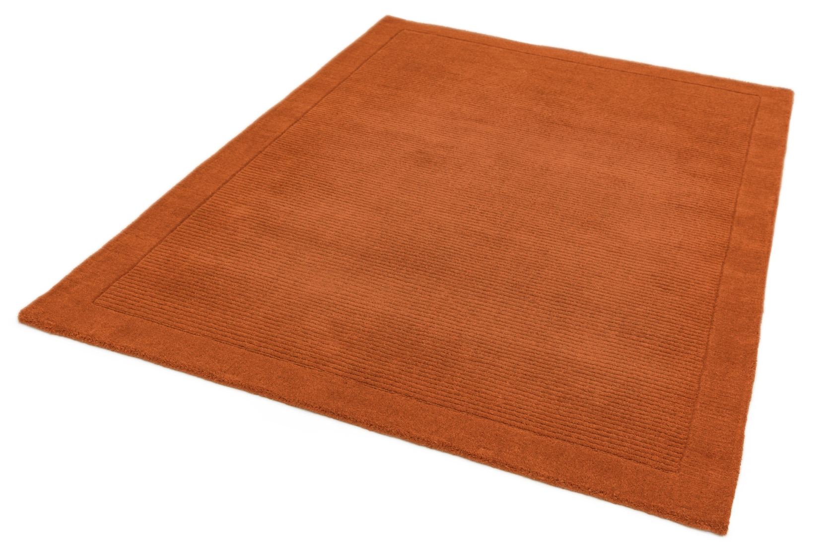 York Luxurious Plain Wool Rug - Terracotta