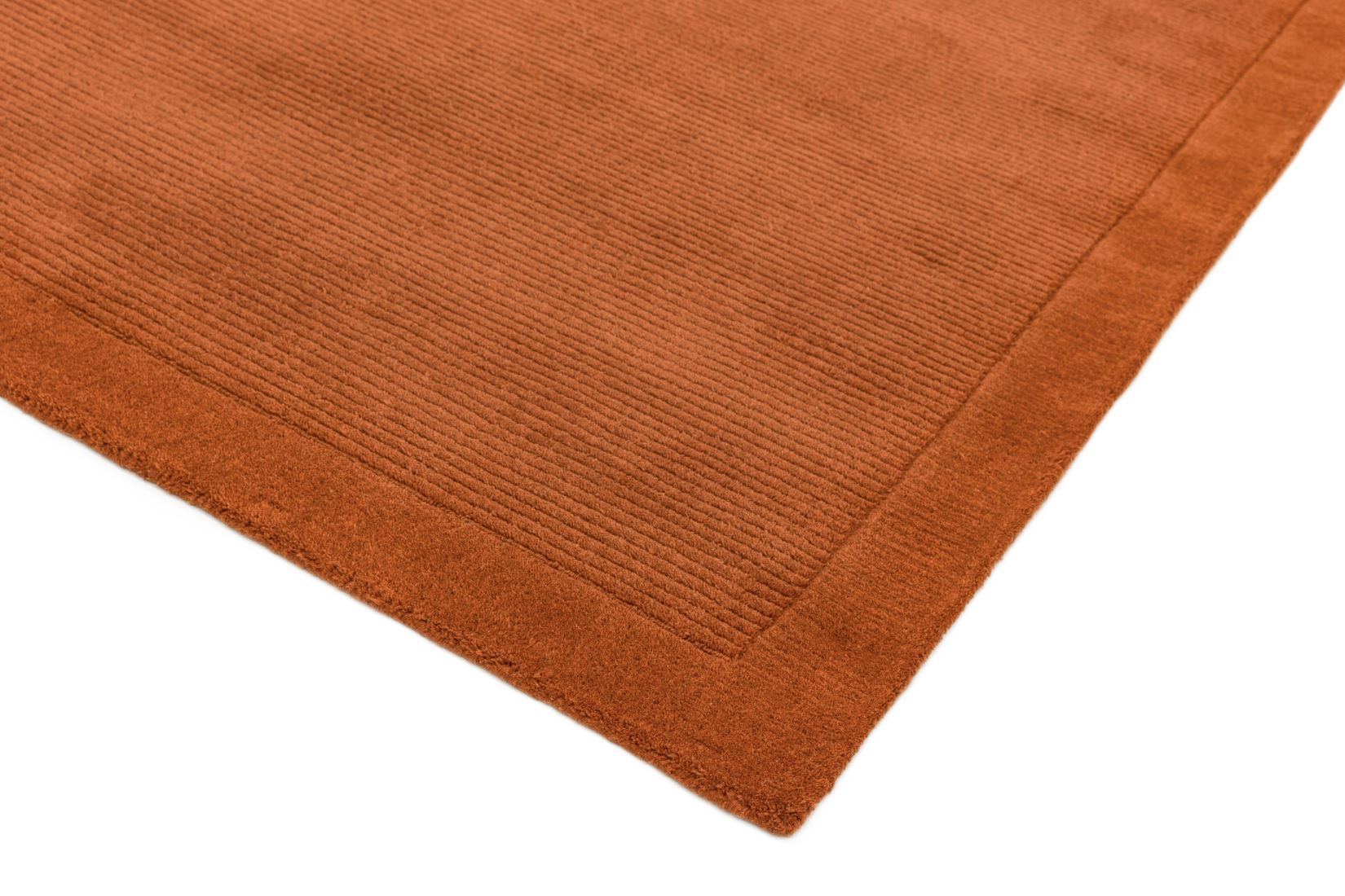 York Luxurious Plain Wool Rug - Terracotta