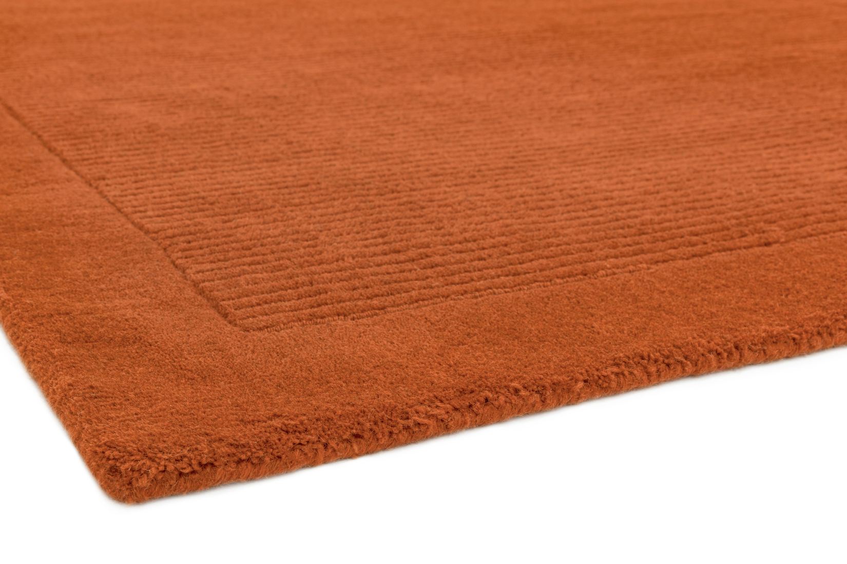 York Luxurious Plain Wool Rug - Terracotta