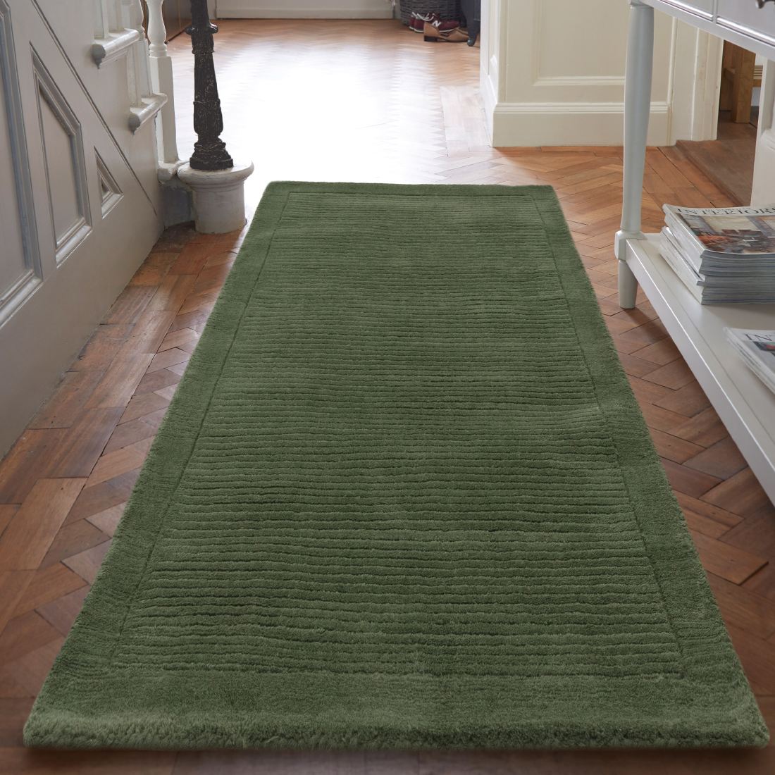 York Luxurious Plain Wool Runner - Forest Green