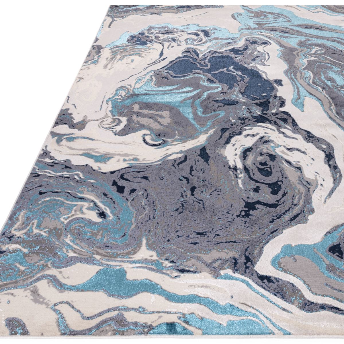 Aurora Abstract High Shine Rug - Ocean AU18