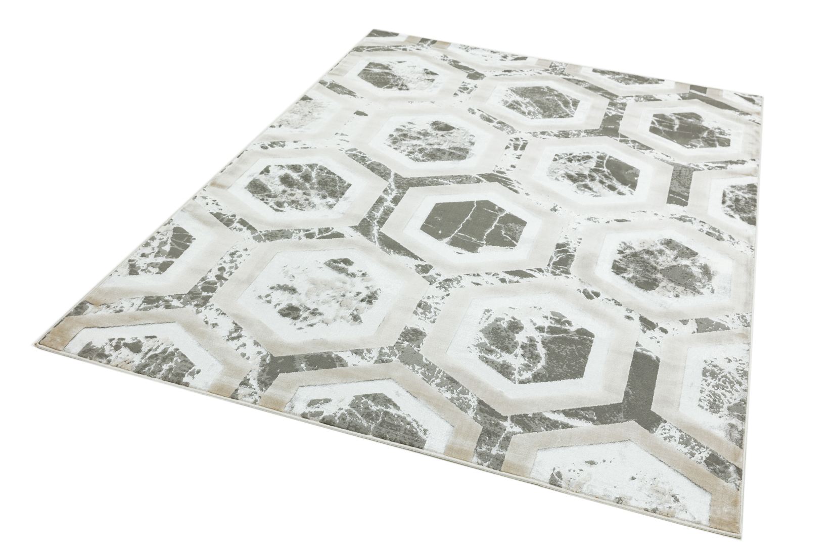 Aurora Geometric High Shine Rug - Crystal AU12