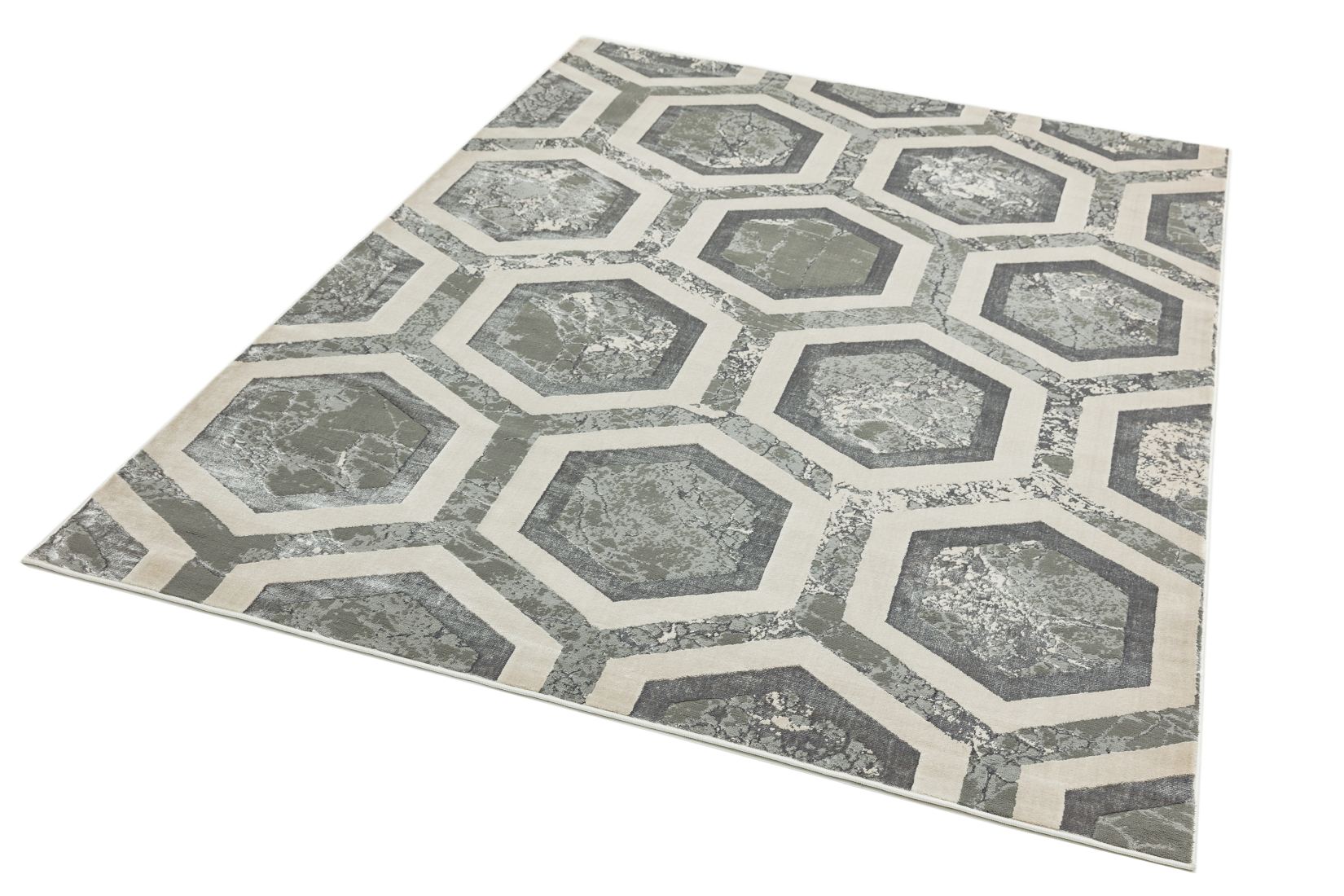 Aurora Geometric High Shine Rug - Crystal AU12