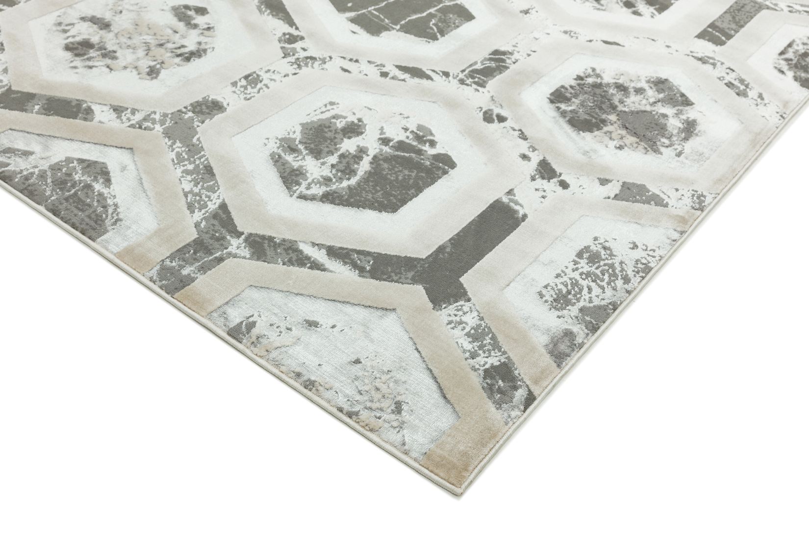 Aurora Geometric High Shine Rug - Crystal AU12