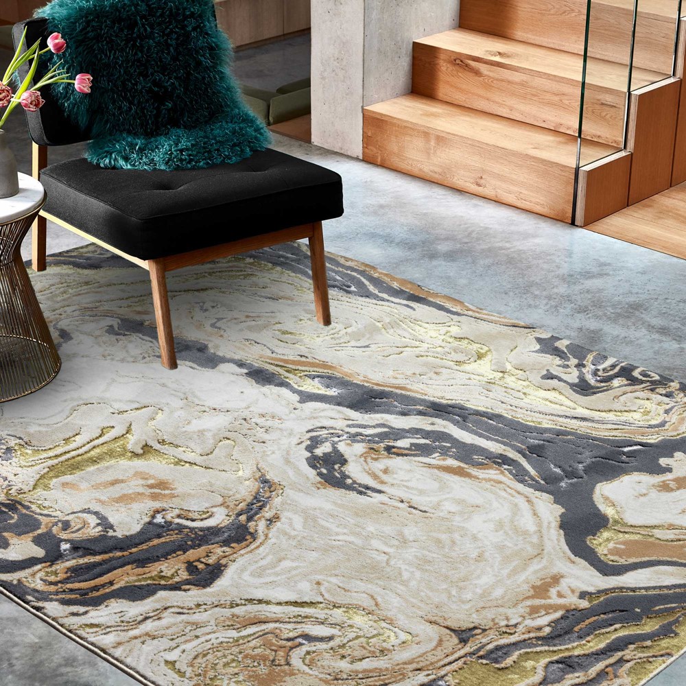 Aurora Abstract High Shine Rug - Marble AU08