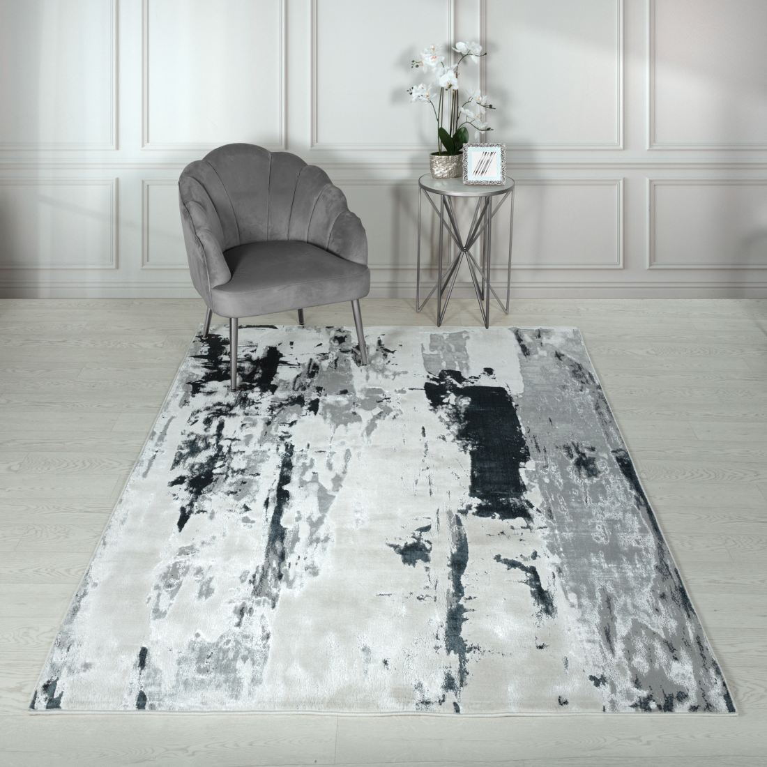 Aurora Abstract High Shine Rug - Glacier AU10