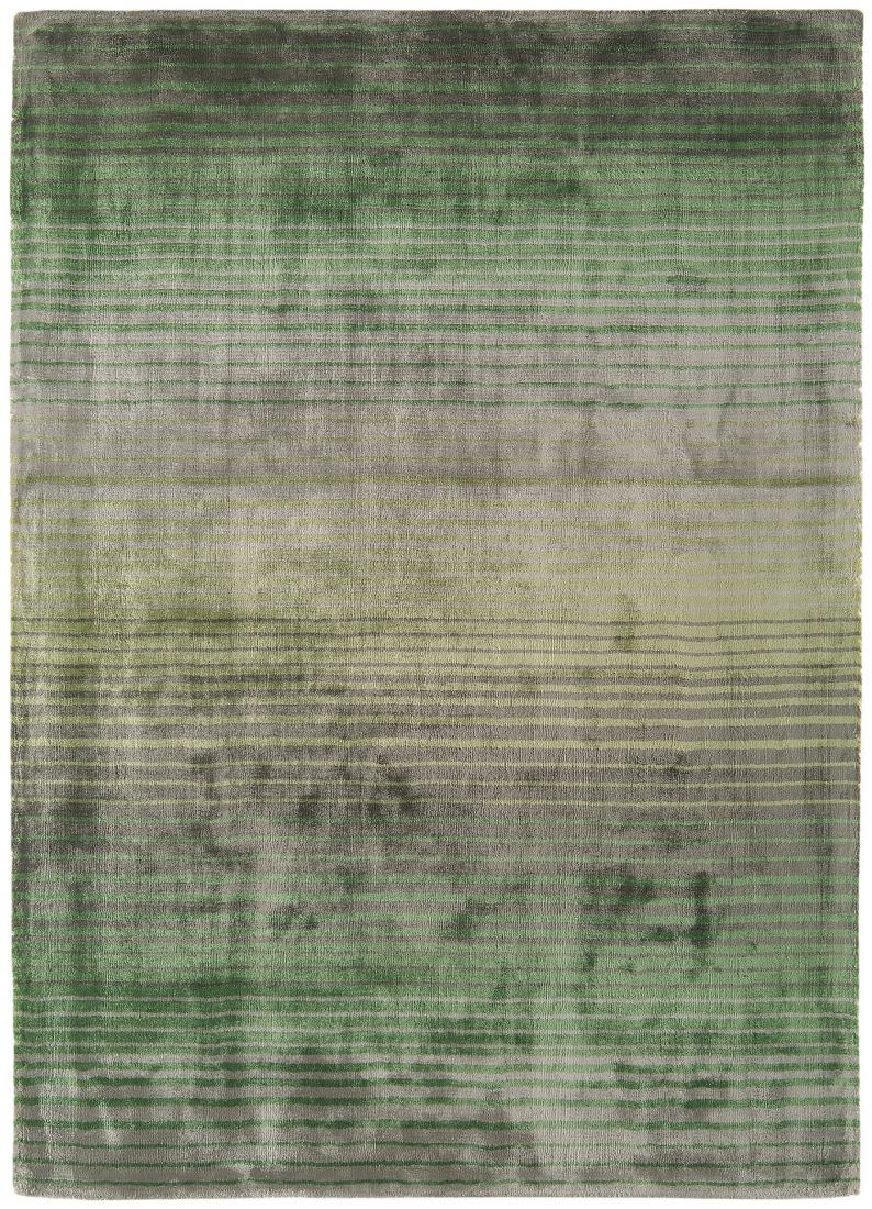 Holborn Velvety Viscose Striped Rug - Green