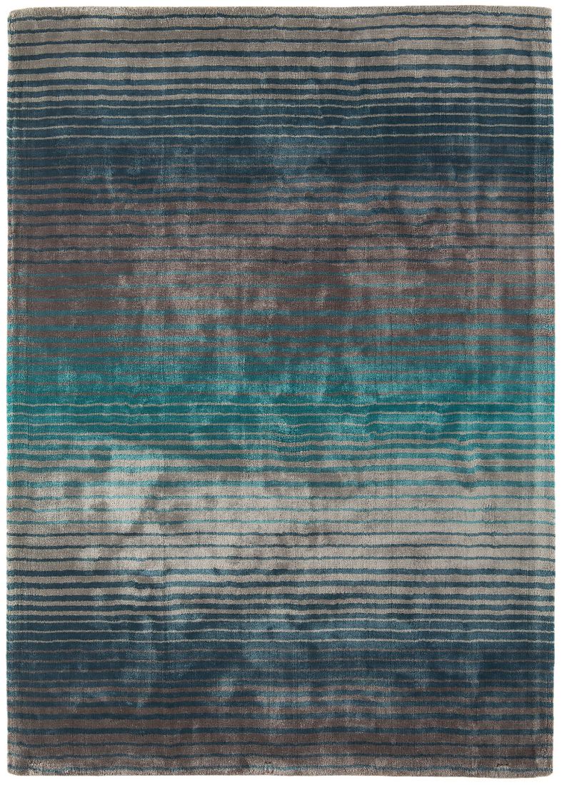 Holborn Velvety Viscose Striped Rug - Turquoise Blue Holborn Velvety Viscose Striped Rug - Turquoise Blue
