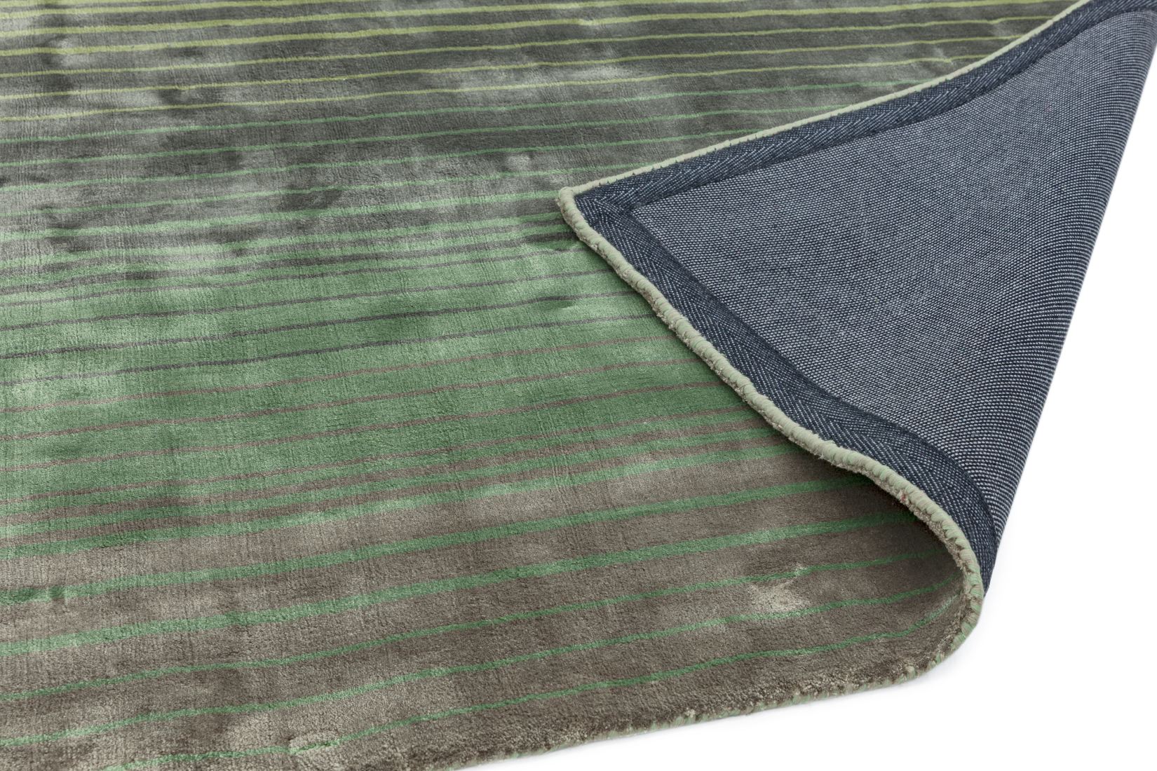 Holborn Velvety Viscose Striped Rug - Green