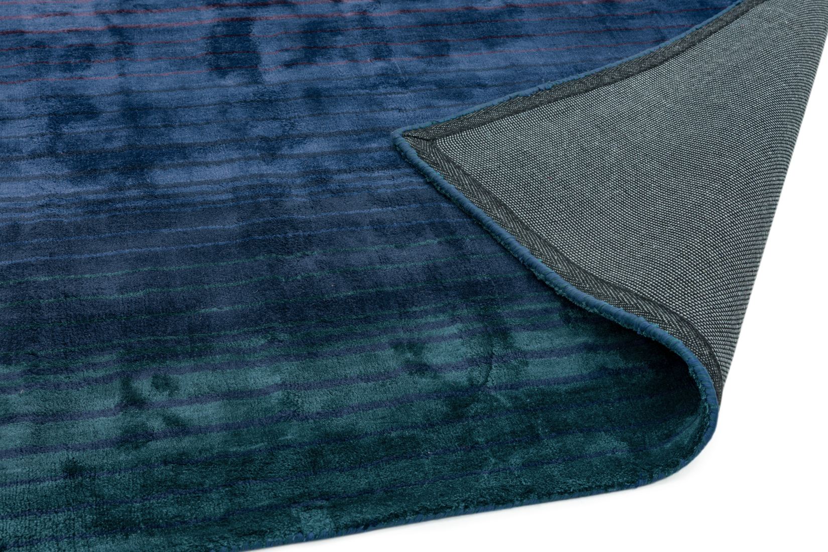 Holborn Velvety Viscose Striped Rug - Indigo Holborn Velvety Viscose Striped Rug - Indigo