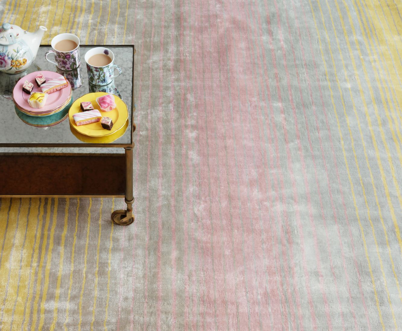 Holborn Velvety Viscose Striped Rug - Pastel Holborn Velvety Viscose Striped Rug - Pastel