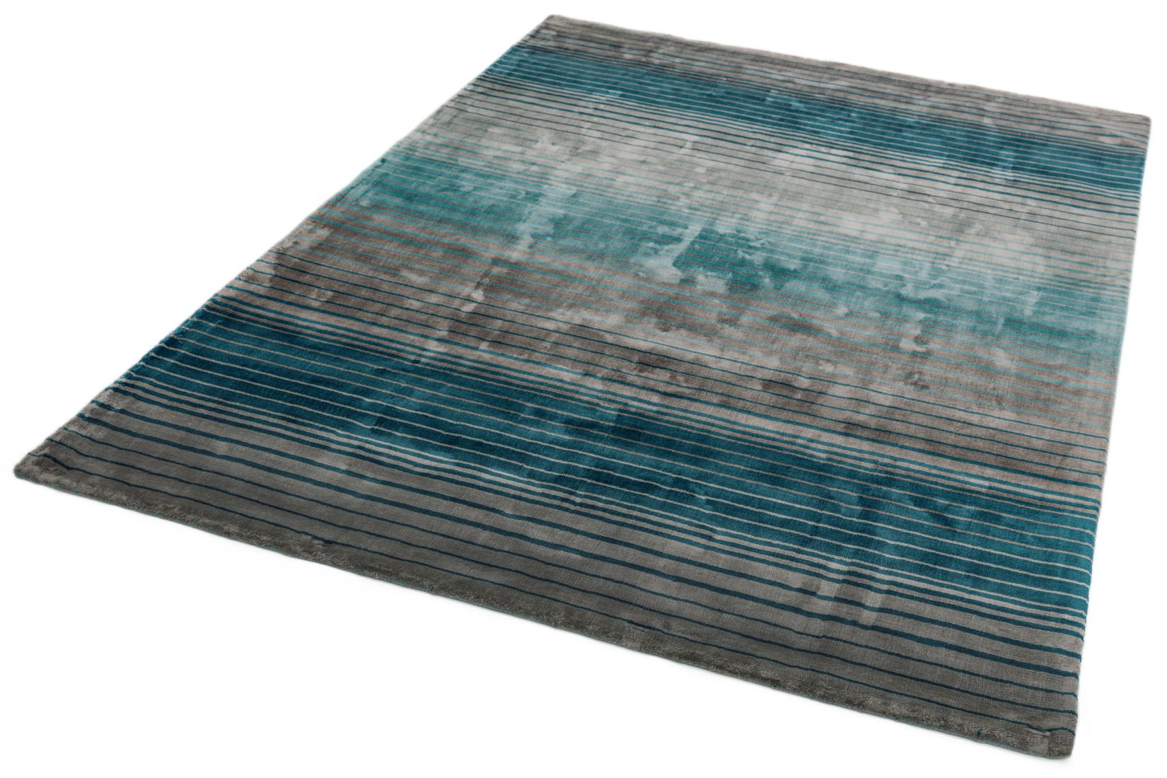 Holborn Velvety Viscose Striped Rug - Turquoise Blue Holborn Velvety Viscose Striped Rug - Turquoise Blue