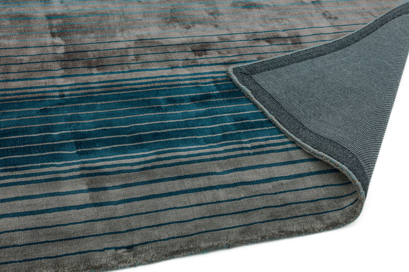 Holborn Velvety Viscose Striped Rug - Turquoise Blue Holborn Velvety Viscose Striped Rug - Turquoise Blue
