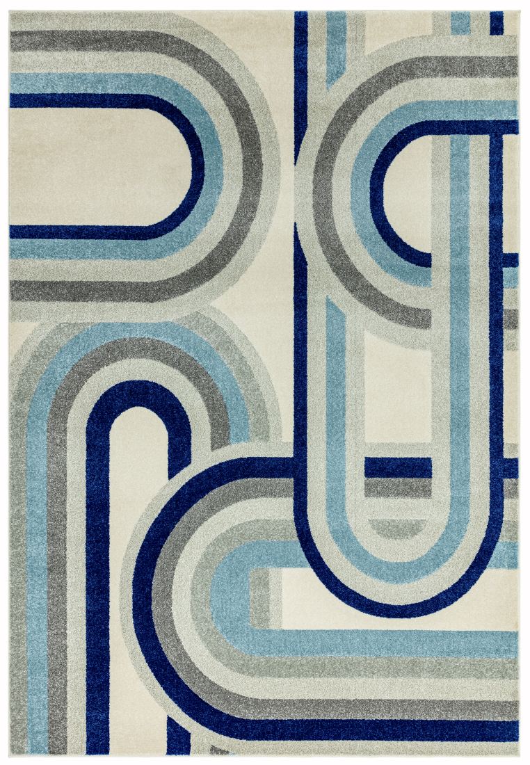 Nova Geometric Rug - Retro Blue NV30