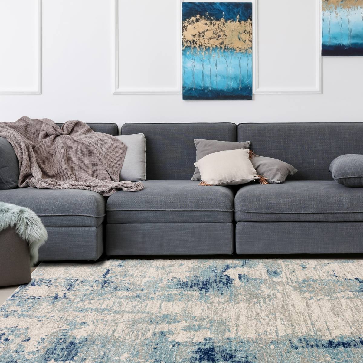 Nova Abstract Rug - Mirage Blue NV36