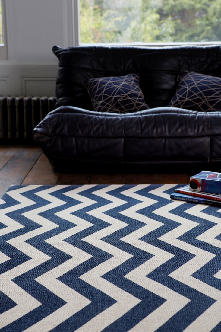 Onix Geometric Cotton Rug - Zig Zag Blue Onix Geometric Cotton Rug - Zig Zag Blue