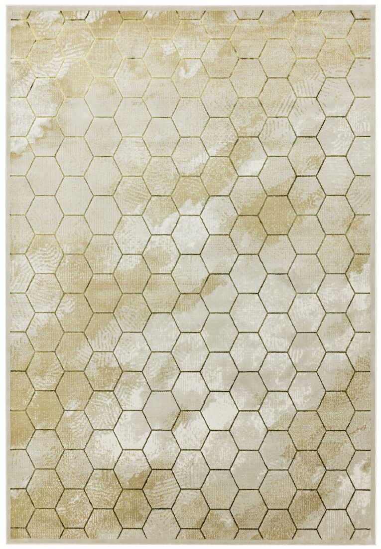 Quantum High Shine Geometric Rug - Honeycomb QU05