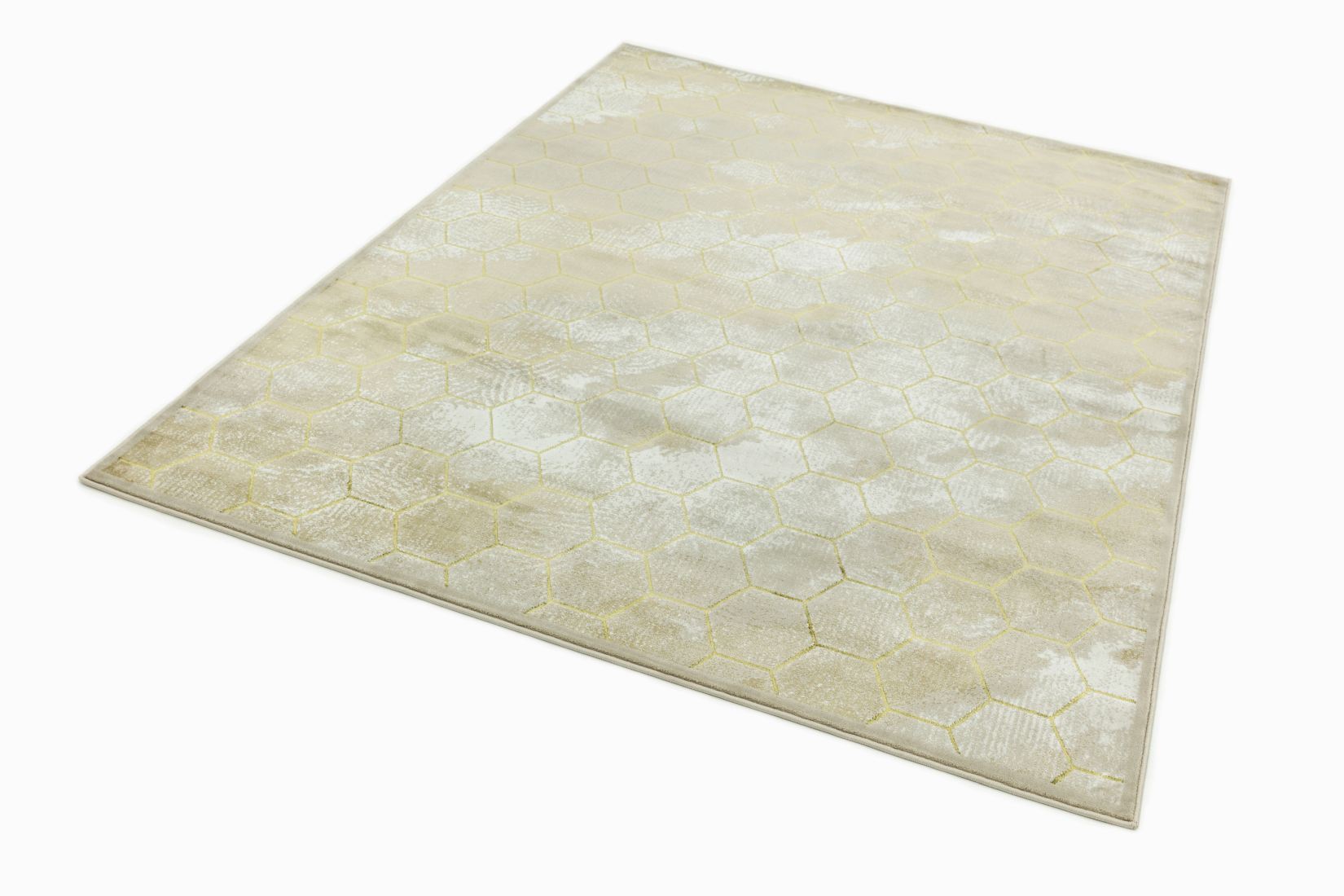 Quantum High Shine Geometric Rug - Honeycomb QU05