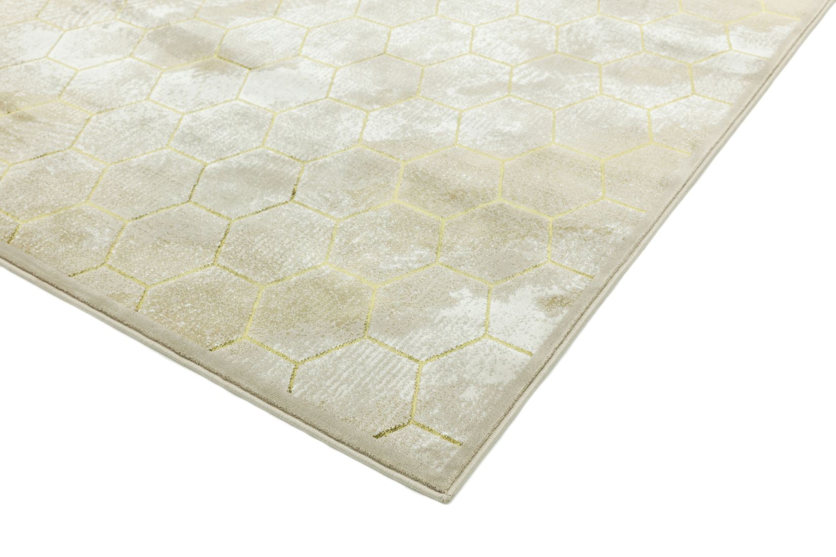 Quantum High Shine Geometric Rug - Honeycomb QU05