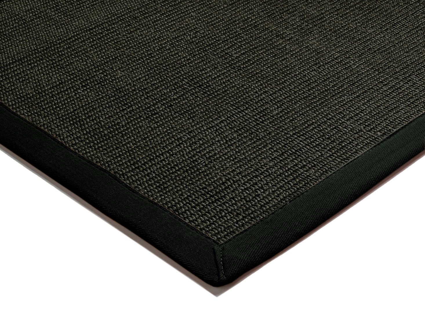 Sisal Anti Slip Hardwearing Rug - Black/Black