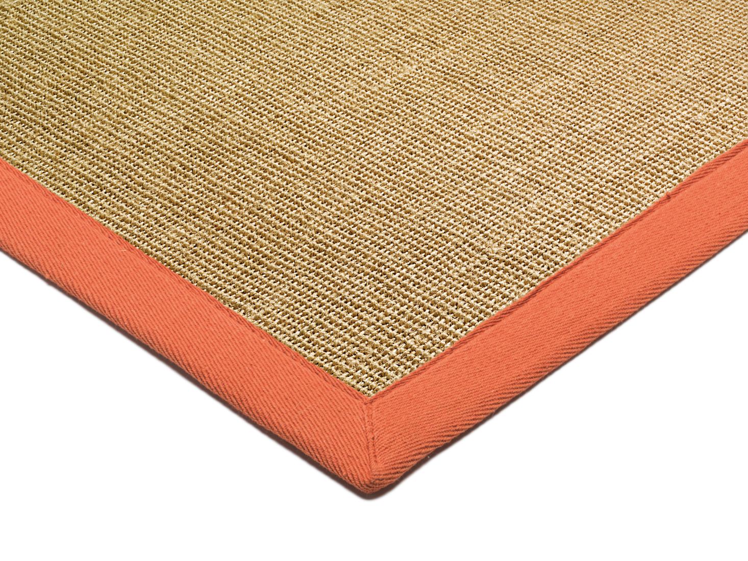 Sisal Anti Slip Hardwearing Rug - Linen/Orange Sisal Anti Slip Hardwearing Rug - Linen/Orange
