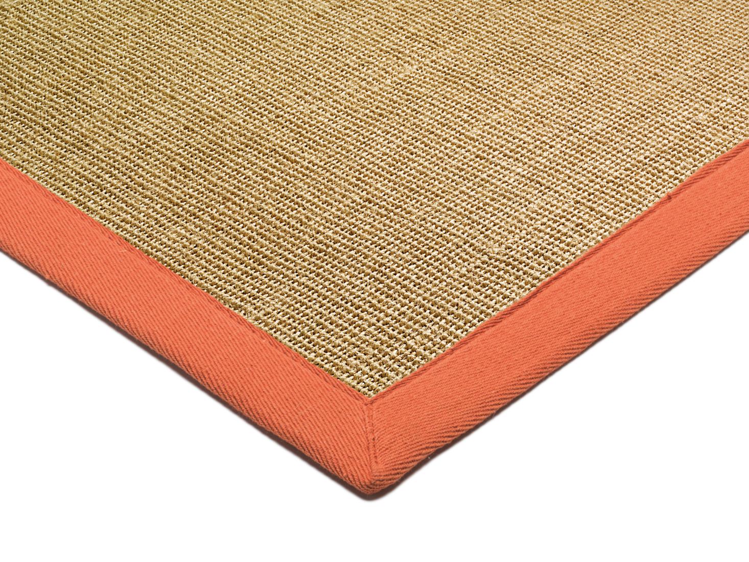 Sisal Anti Slip Hardwearing Runner - Linen/Orange