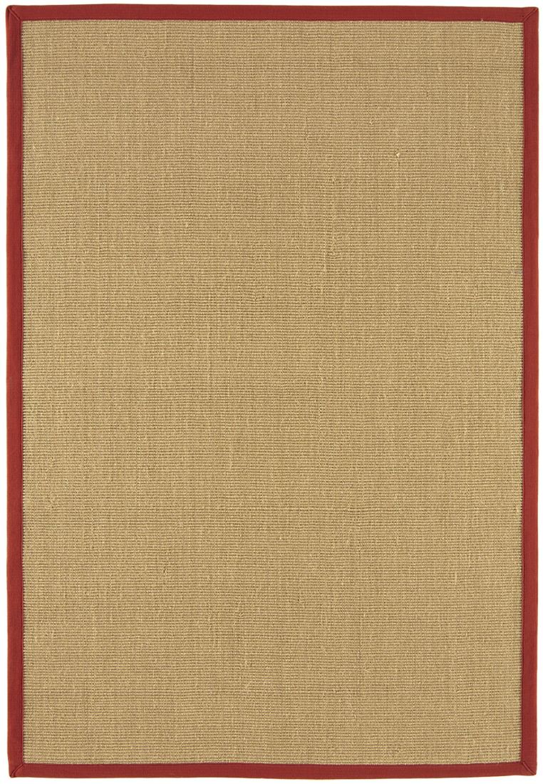 Sisal Anti Slip Hardwearing Rug - Linen/Red