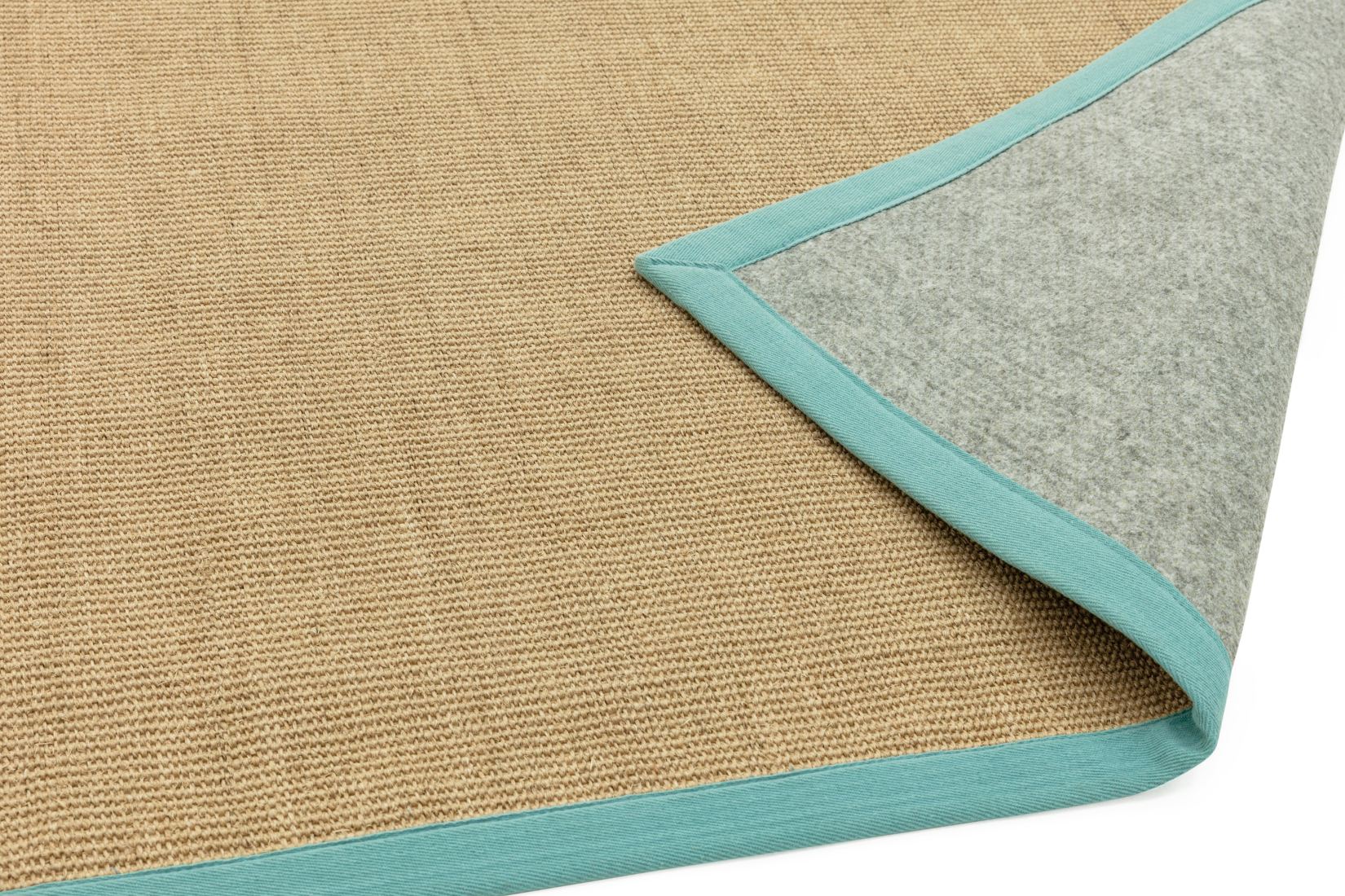 Sisal Anti Slip Hardwearing Runner - Linen/Aqua