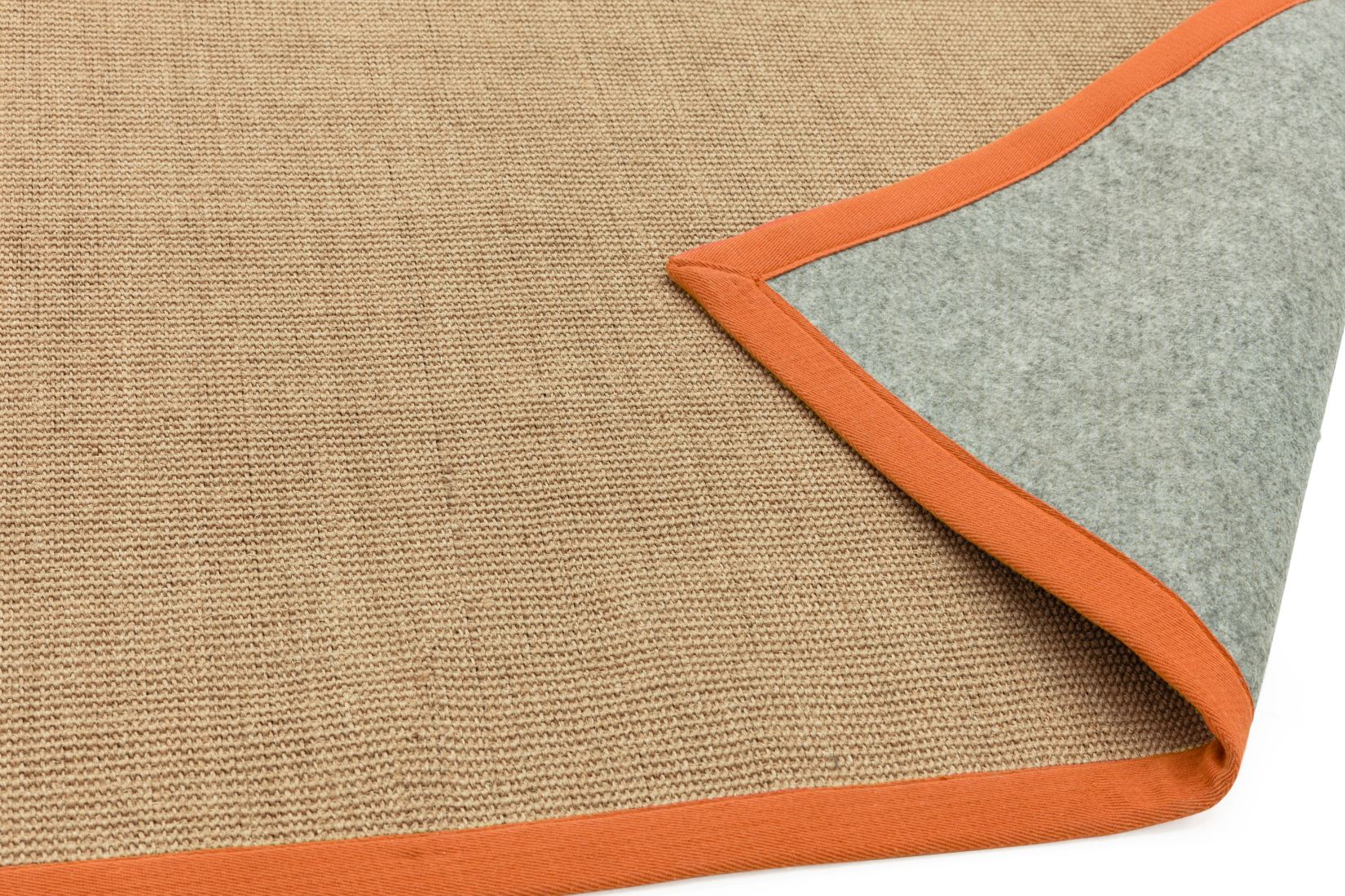 Sisal Anti Slip Hardwearing Rug - Linen/Orange