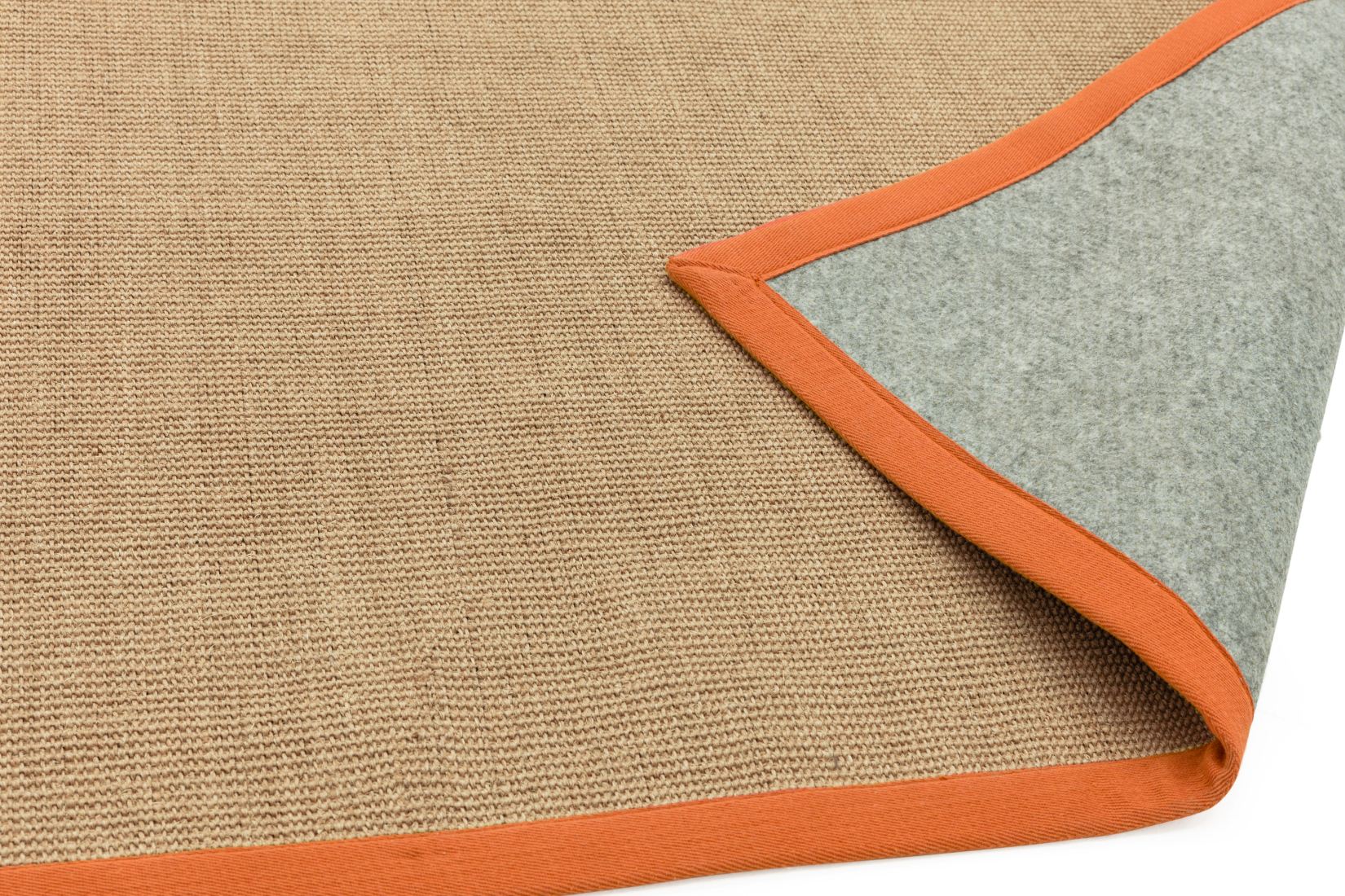 Sisal Anti Slip Hardwearing Runner - Linen/Orange