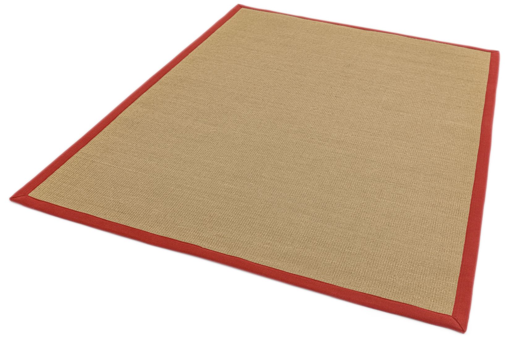 Sisal Anti Slip Hardwearing Rug - Linen/Red