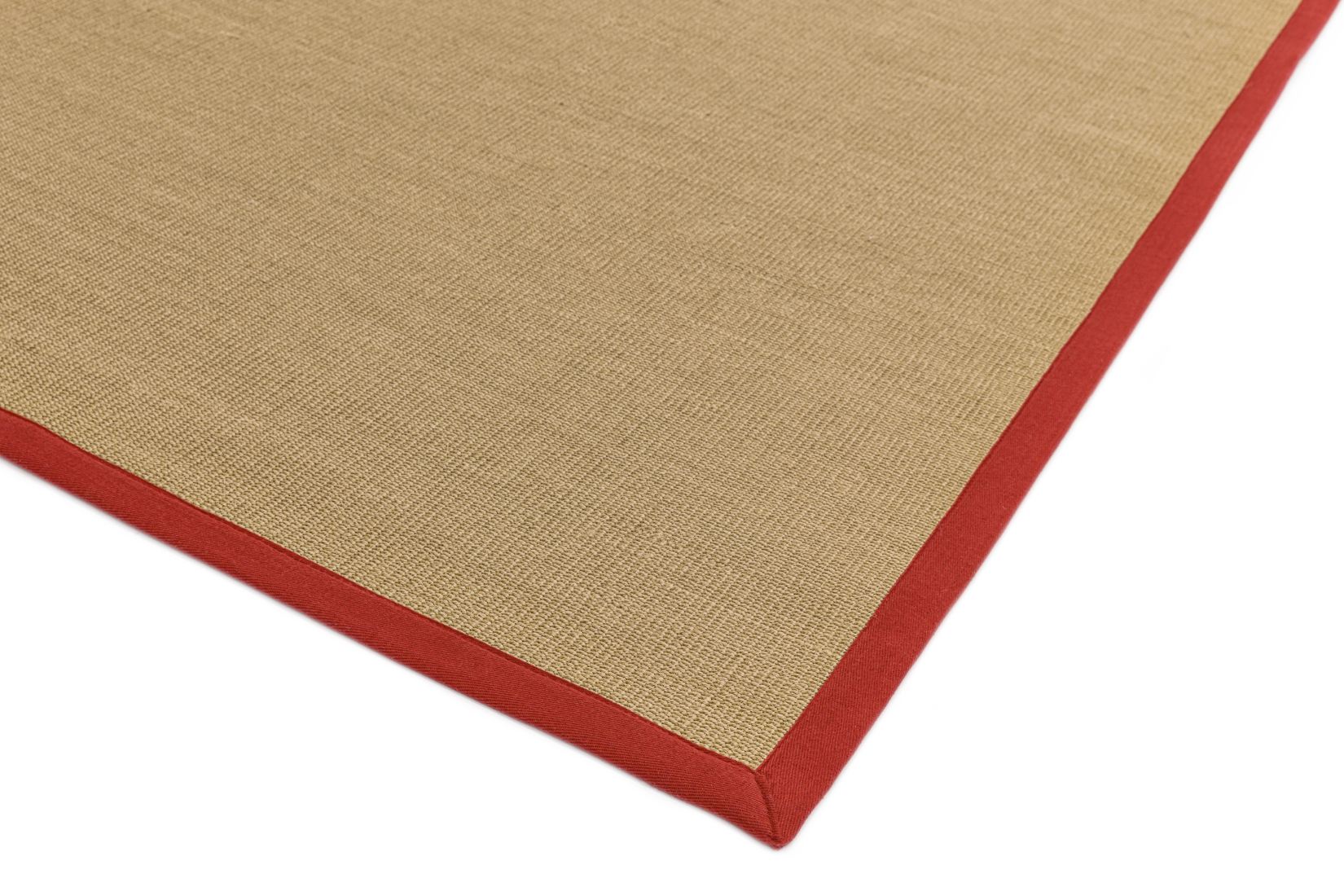 Sisal Anti Slip Hardwearing Rug - Linen/Red