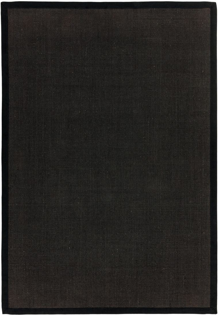 Sisal Anti Slip Hardwearing Rug - Black/Black