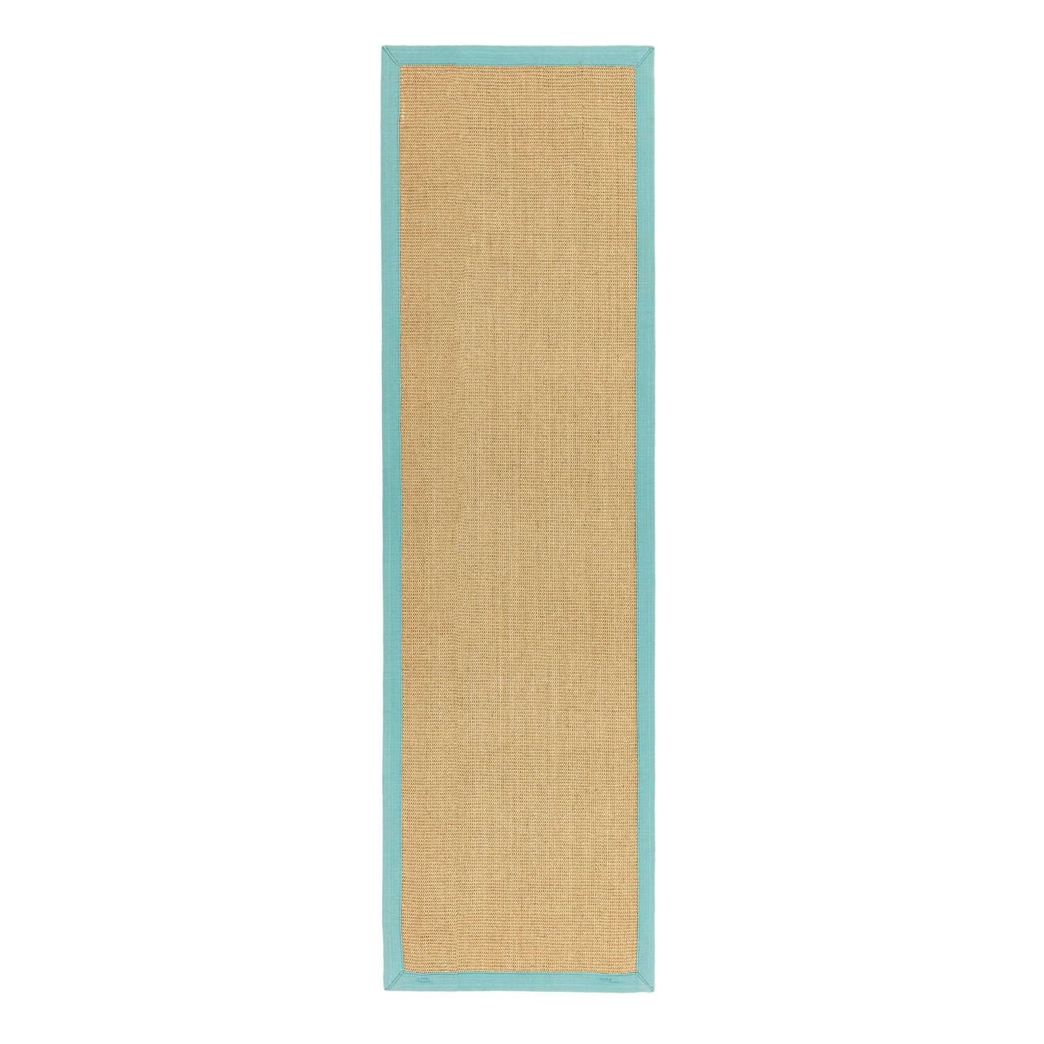 Sisal Anti Slip Hardwearing Runner - Linen/Aqua