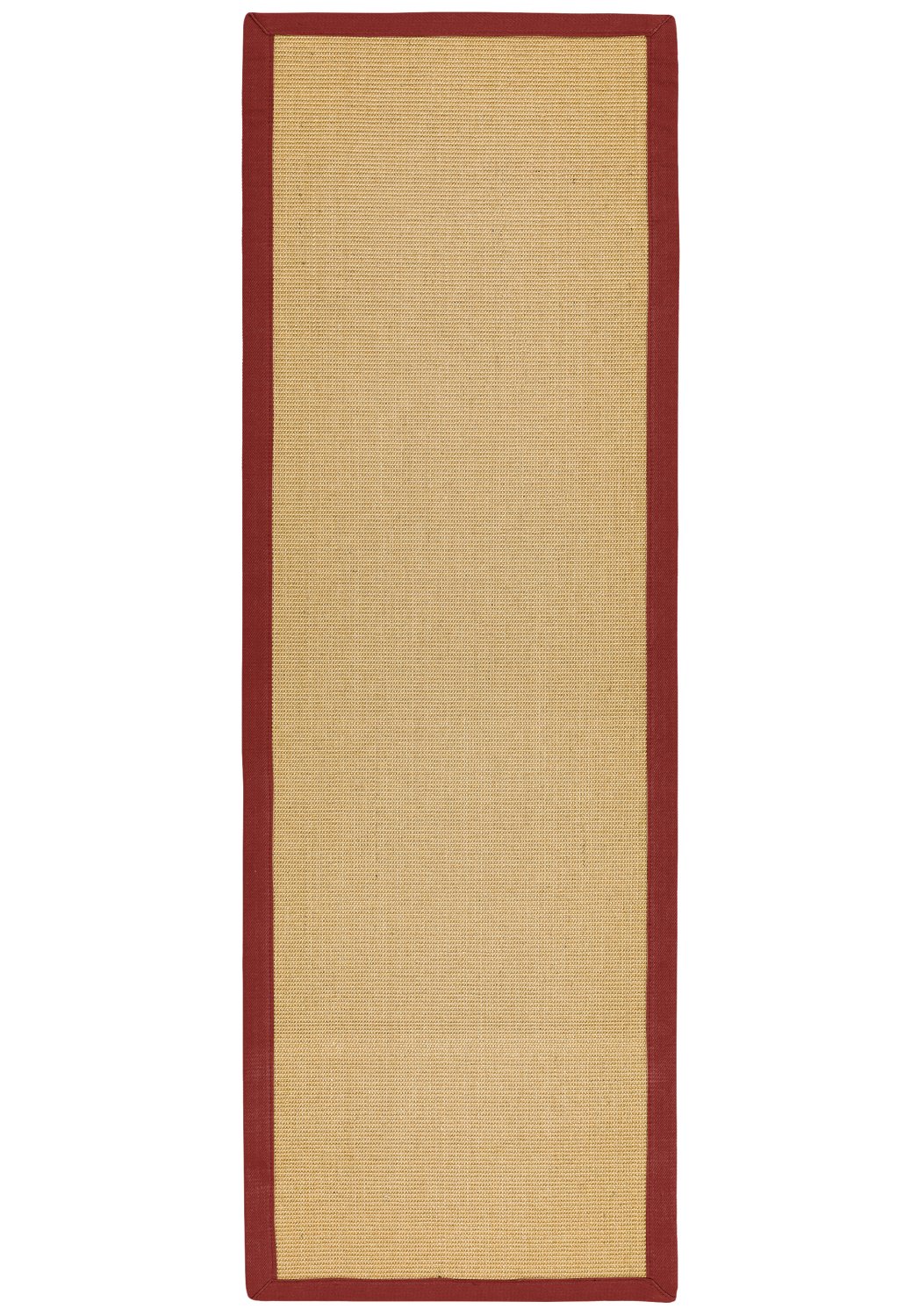 Sisal Anti Slip Hardwearing Runner - Linen/Red