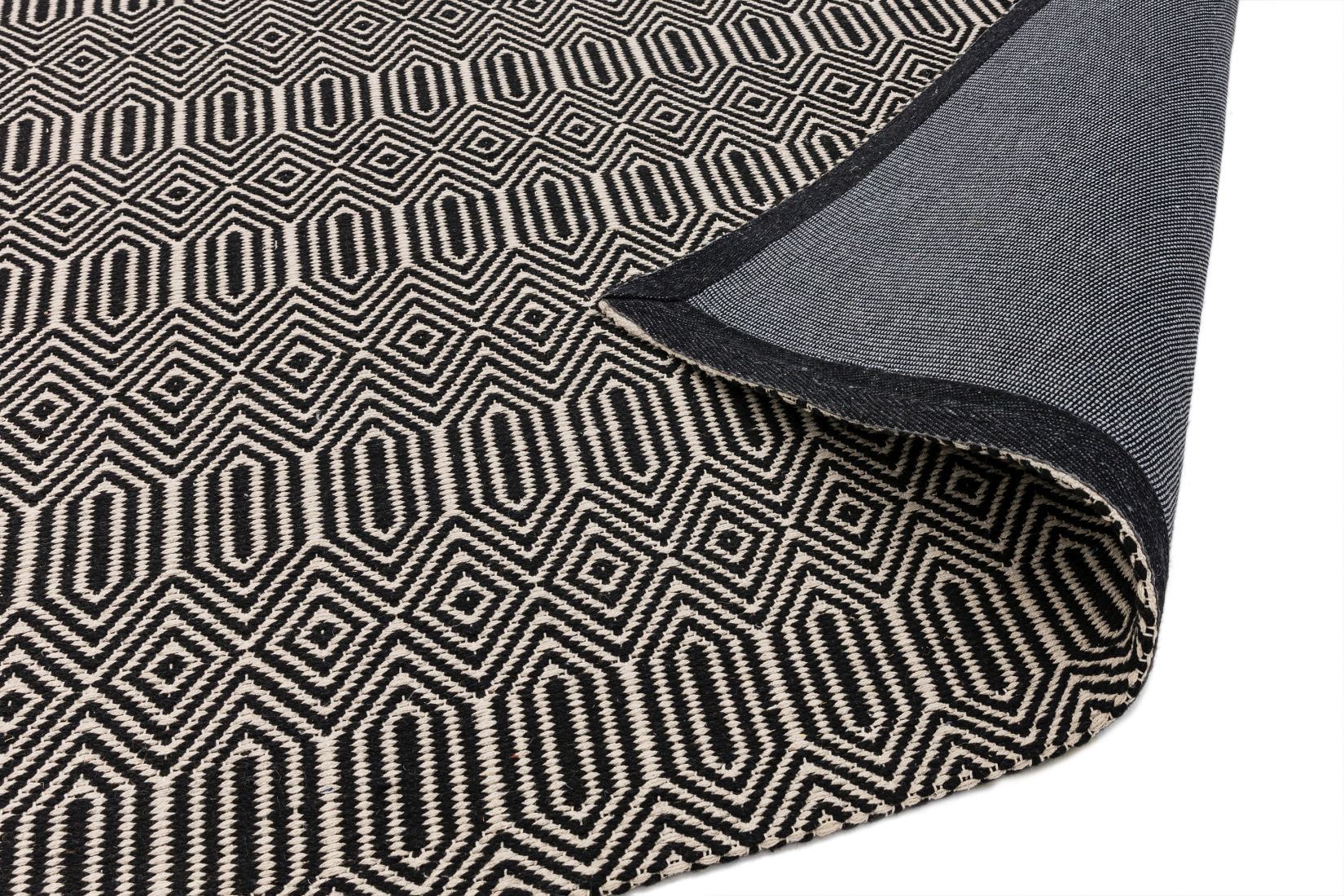 Sloan Geometric Flatweave Cotton Rug - Black White