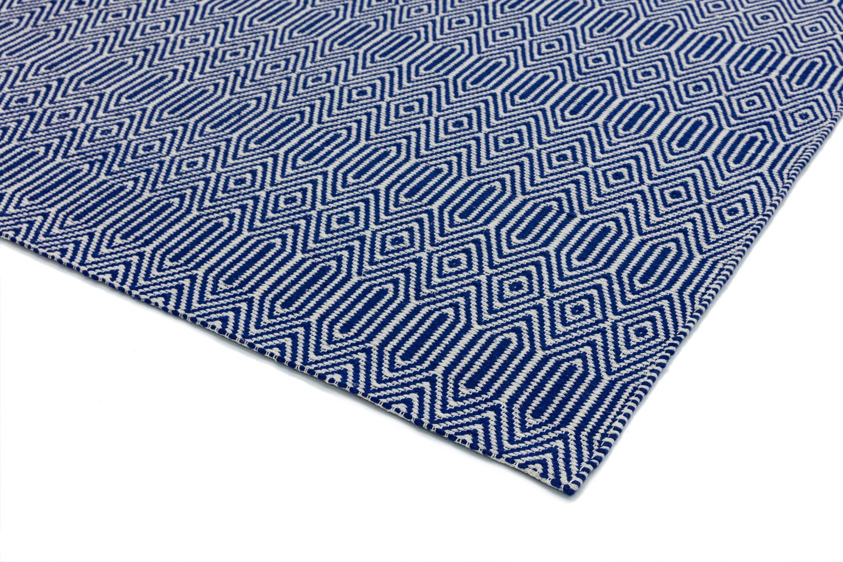 Sloan Geometric Flatweave Cotton Rug - Blue