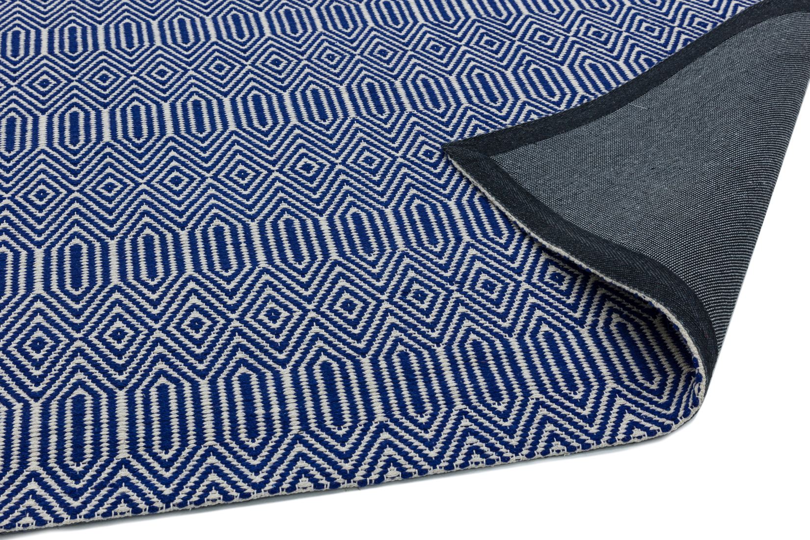 Sloan Geometric Flatweave Cotton Runner - Blue