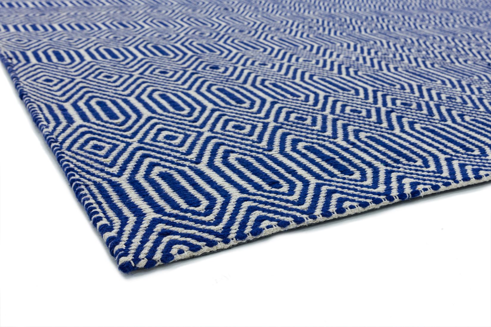 Sloan Geometric Flatweave Cotton Rug - Blue