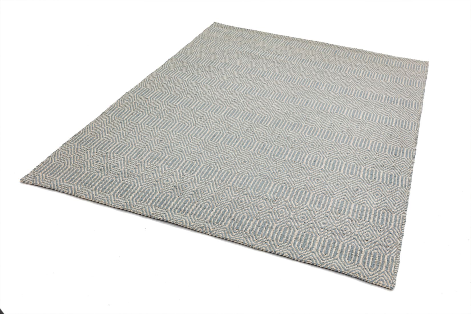 Sloan Geometric Flatweave Cotton Rug - Duck Egg Sloan Geometric Flatweave Cotton Rug - Duck Egg