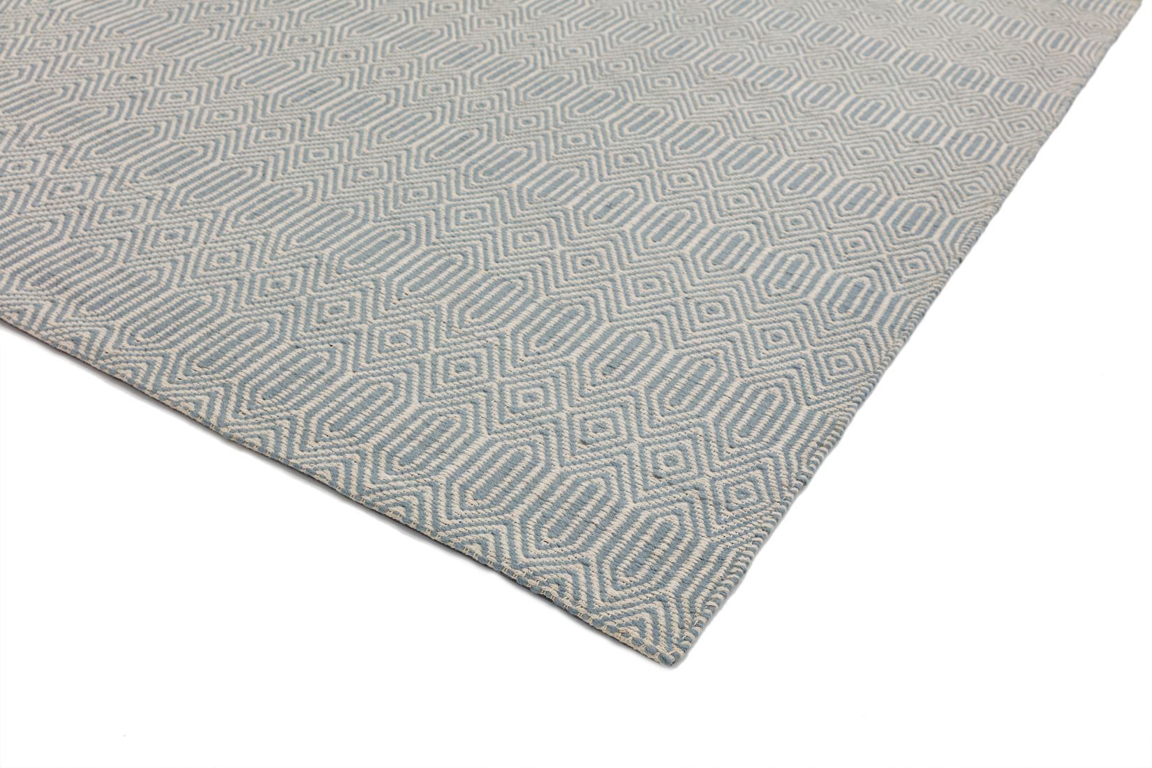 Sloan Geometric Flatweave Cotton Runner - Duck Egg