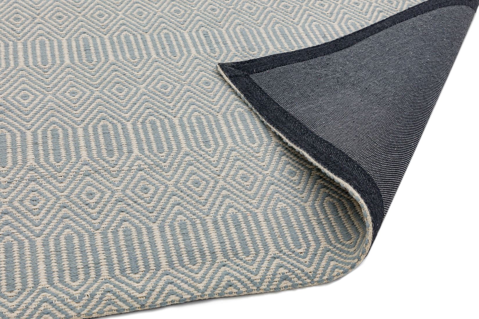 Sloan Geometric Flatweave Cotton Rug - Duck Egg