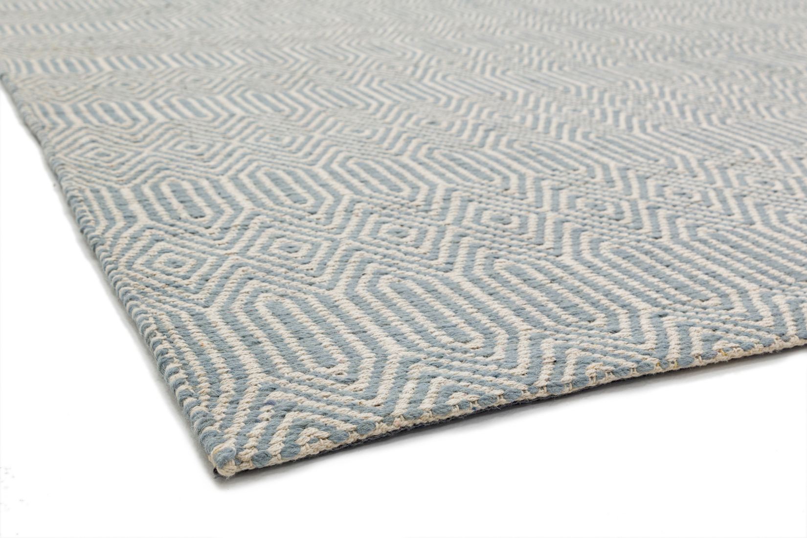 Sloan Geometric Flatweave Cotton Rug - Duck Egg