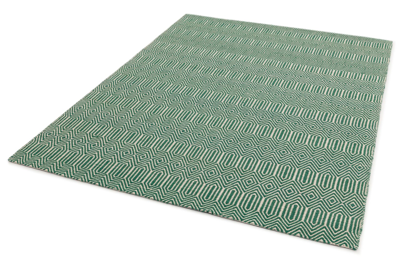 Sloan Geometric Flatweave Cotton Rug - Green Sloan Geometric Flatweave Cotton Rug - Green