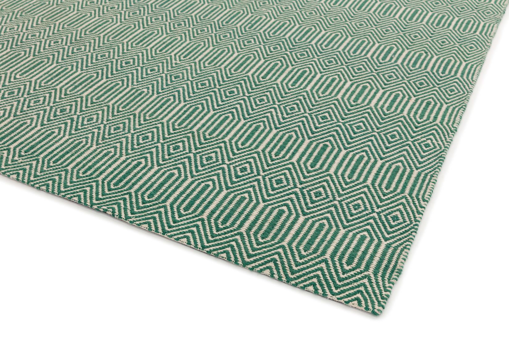 Sloan Geometric Flatweave Cotton Runner - Green Sloan Geometric Flatweave Cotton Runner - Green