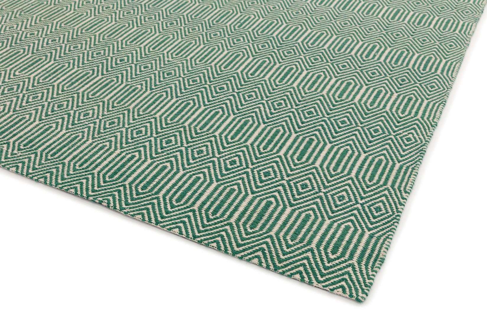 Sloan Geometric Flatweave Cotton Runner - Green